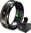 Pachira Smart Ring, Dual 14K Gold Inlays, Fitness/Sleep/Stress/Heart Rate/ SpO2 Tracker, No App Subscription, 7-Day Battery Life, Size Before You Buy, Black (US Size 7.25)