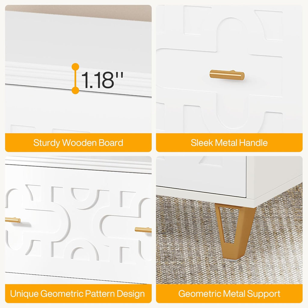 Tribesigns 2-Drawer Lateral File Cabinet, Modern White Filing Cabinet for Legal/Letter/A4 Size, Large Storage Filing Cabinet Printer Stand for Home Office, Warm White and Gold