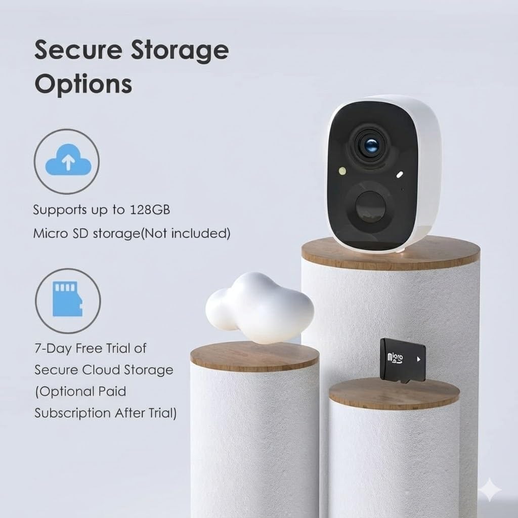 GMK Security Cameras Wireless Outdoor 4 Pack, 2K Battery Powered Cameras for Home Security, Color Night Vision, Motion Detection, 2-Way Talk, IP65 Waterproof, Remote Access, Cloud/SD Storage