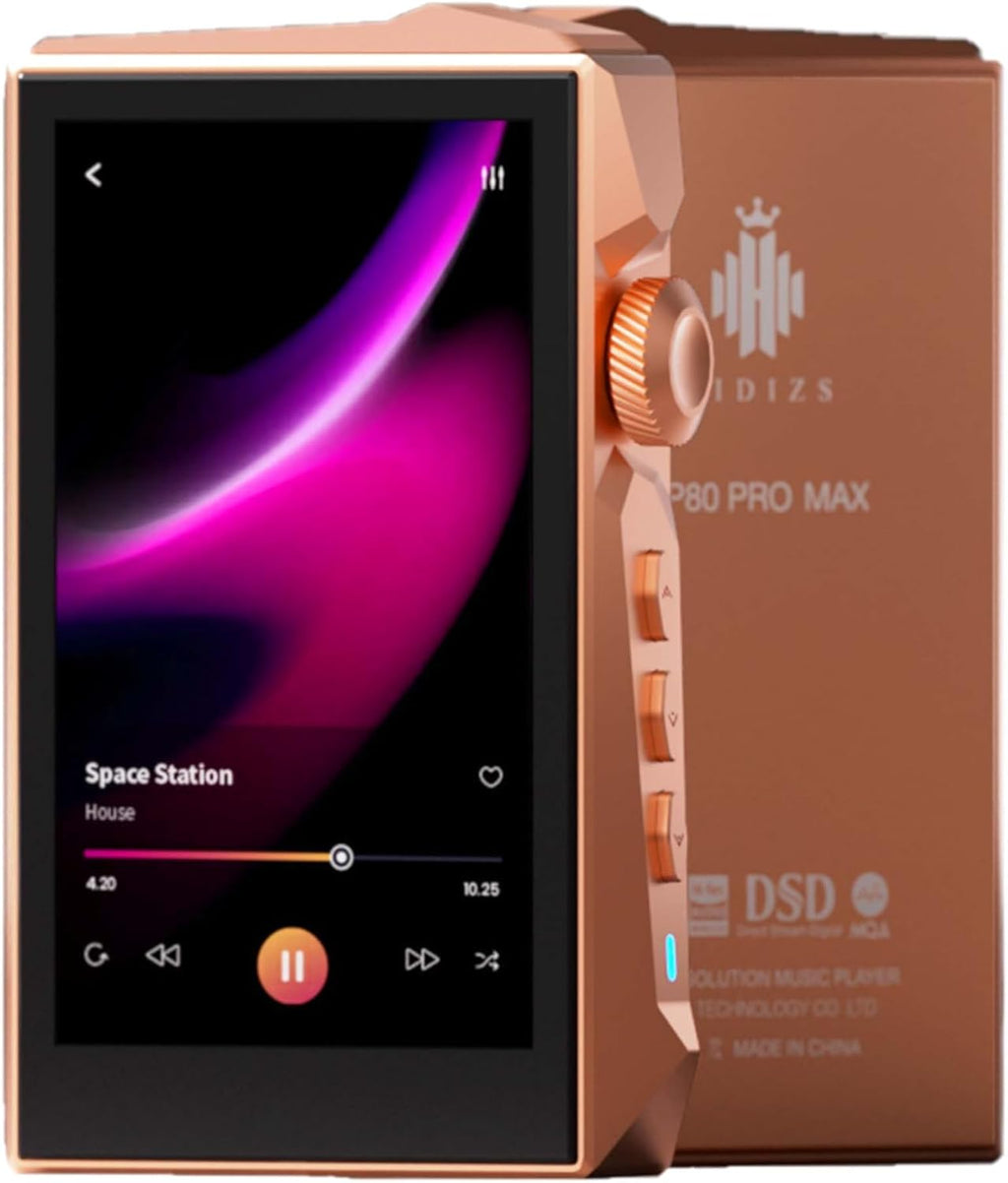 HIDIZS AP80 Pro MAX DAP MP3 Player with Bluetooth 5.1, 2.4G WiFi Hi-Res Streaming Playback, DLNA & AirPlay Wireless, Dual ES9219C DAC Chips Hi-res Audio Player, 2TB SD Card Exention, Red Copper