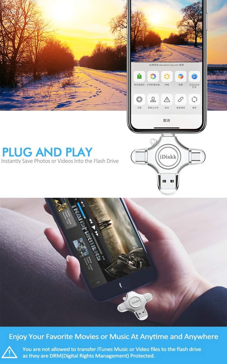 【1T B App*le Certified】 iDiskk 1T Photo Stick for iPhone,MFi Certified USB Flash Drive for iPhone 17 Series USB-C iPad Android Phones MacBook and PC, Memory Storage to auto- Backup Photos/Videos