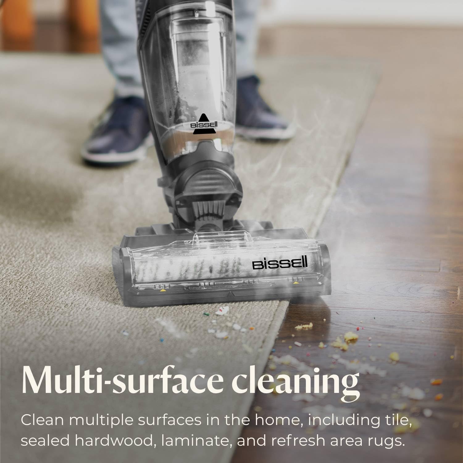 Bissell CrossWave HydroSteam Deluxe Steam Mop, 3-in-1 Wet Dry Vacuum Mop with Steam Function, Hard Floor Cleaner Machine with Sanitize Formula, Green, 3515G