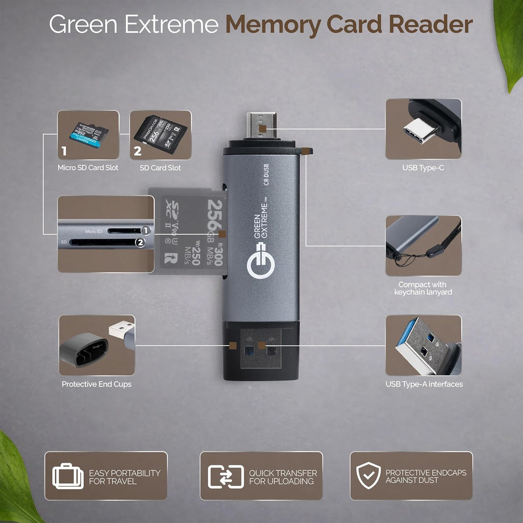 SanDisk 32GB Ultra 100MBs SDHC Memory Cards, 6-Pack, Bundle with Green Extreme USB 3.0 Type-A and Type-C OTG Card Reader