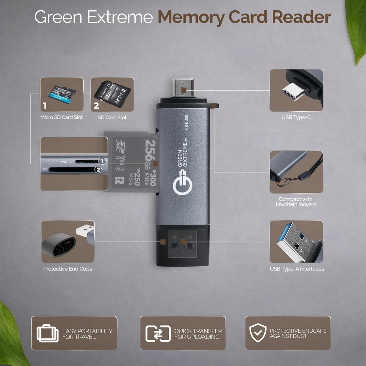 SanDisk 32GB Ultra 100MBs SDHC Memory Cards, 6-Pack, Bundle with Green Extreme USB 3.0 Type-A and Type-C OTG Card Reader