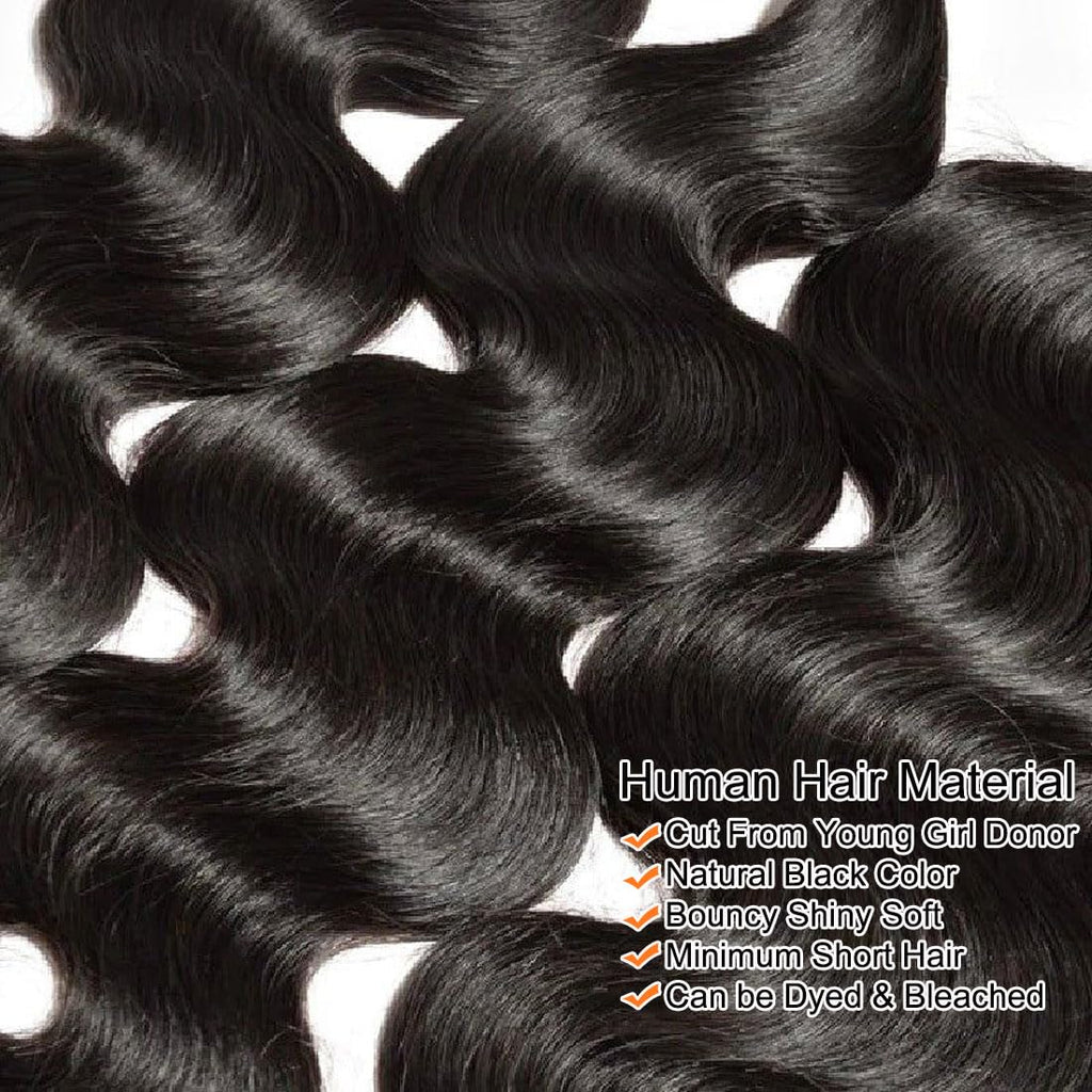 12A Human Hair Bundles 18 20 22 24 Inch Raw Body Wave 4 Bundles Human Hair 100% Unprocessed Brazilian Virgin Hair Quick Weave Extensions Natural Black