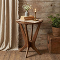 LITTLE TREE Solid Wood Round End Table, 19.7” Vintage Side Table for Small Spaces, Small Round Nightstand Bedside Table for Living Room Bedroom, Brown