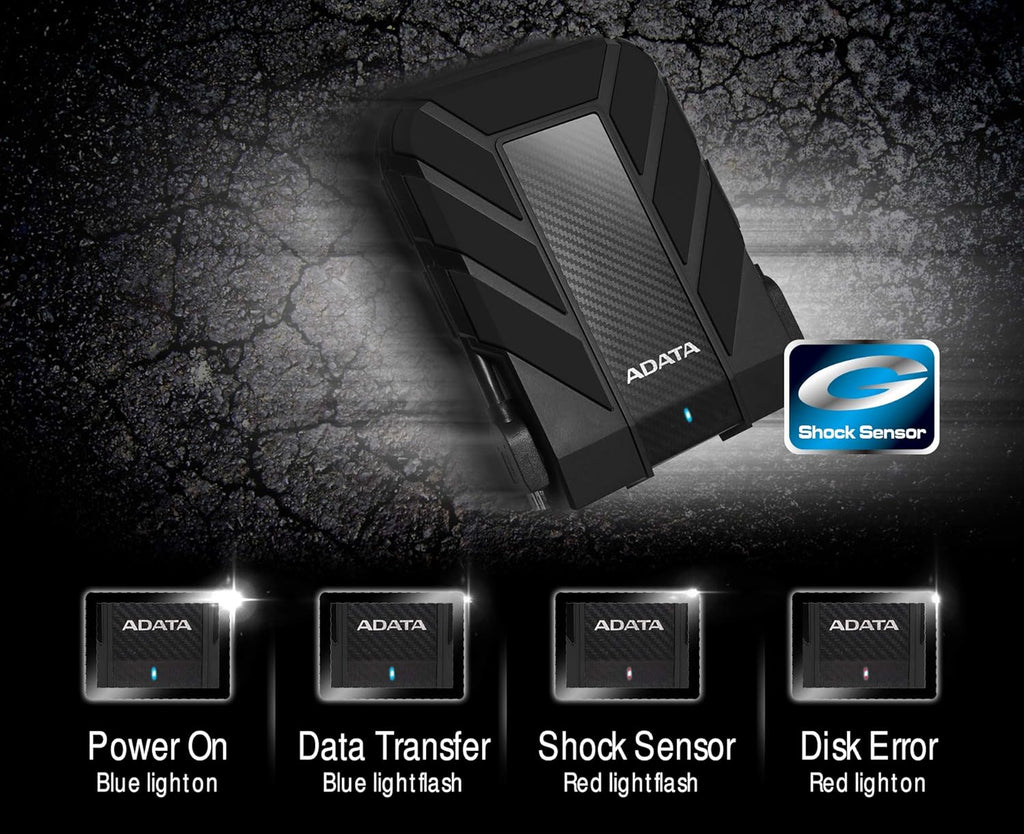ADATA HD710 Pro - 2 TB External Hard Drive - Shockproof, Waterproof & Dustproof - Durable Storage - For Gamers, Students & Professionals - Mac, PC & Linux Compatible - Blue - AHD710P-2TU31-CBL
