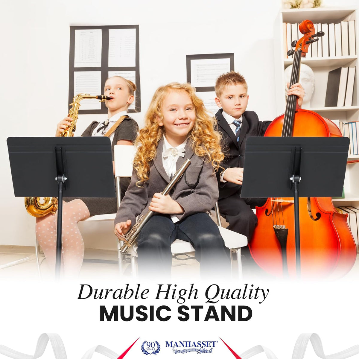 Manhasset Music Stand For Sheet Music - Bulk Pack of 6 Stands - 48 Symphony Model - Long Lasting, Durable Manhasset Stand - Adjustable Height - 20" by 12" - Made in the USA