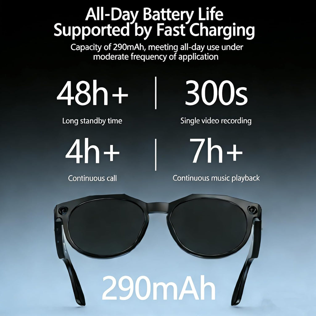 AI Smart Glasses with 8MP Camera, AI Translation & Voice Assistant, GPT Object Recognition,Bluetooth Audio & Call, WiFi PhotoTransfer IP65 Waterproof 290mAh Long Battery for Travel Sports Outdoor
