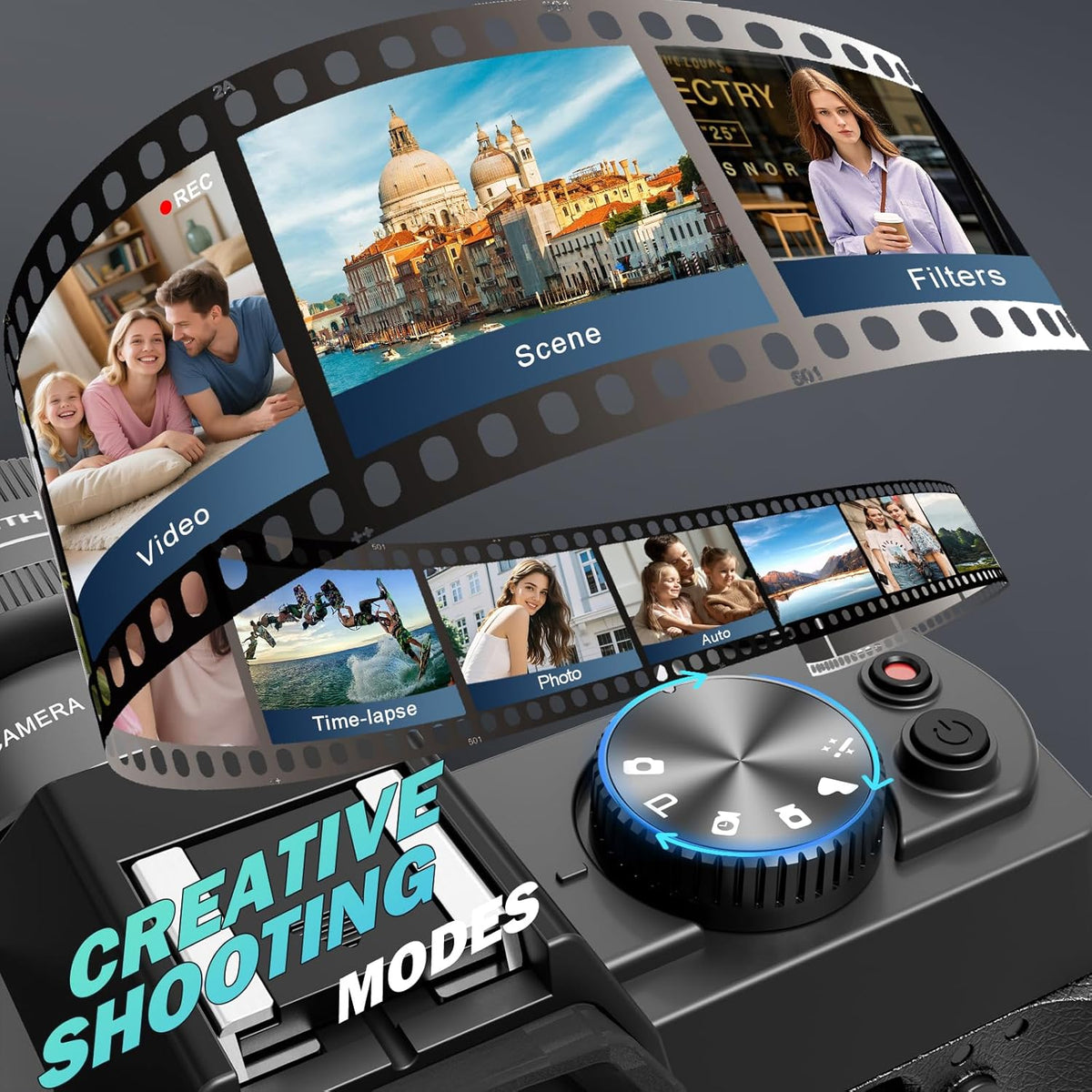 5K Digital Cameras for Photography 64MP - 16X Zoom, WiFi, with 64GB TF Card, Macro Lens & Wide-Angle, Autofocus & Anti-Shake, Vlogging Camera for YouTube Travel (Black)