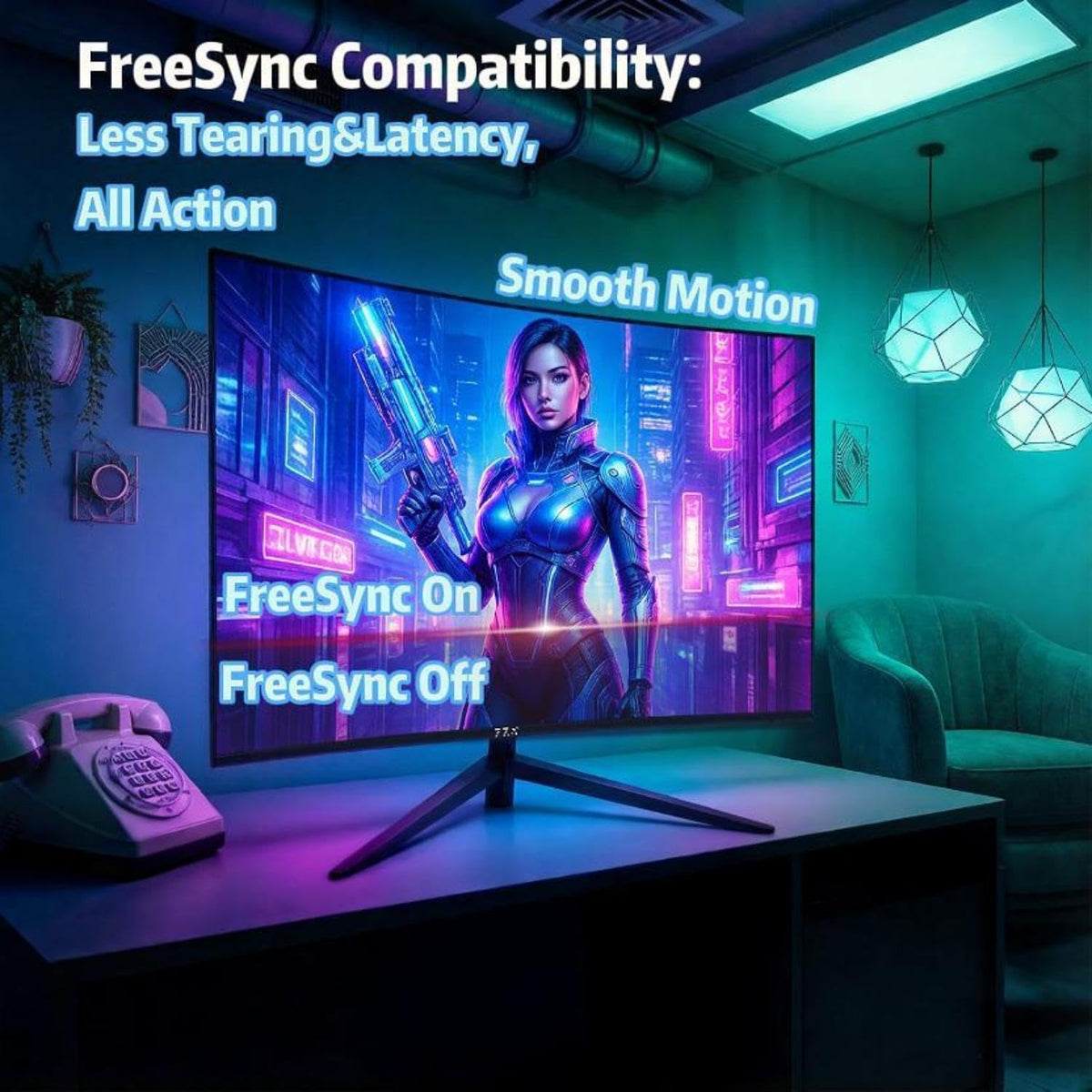 ZZA 27" Curved Gaming Monitor, 280Hz 240Hz Gaming Monitor, 1800R VA Panel, 120% sRGB, AMD FreeSync, 1ms GTG, Esports Ready Display, Flicker-Free, HDMI & DP, VESA Mount - Black
