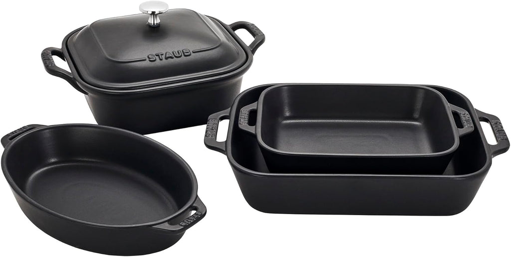 Staub Ceramic Stoneware 5-Pc Mixed Baking Dish Set – Matte Black