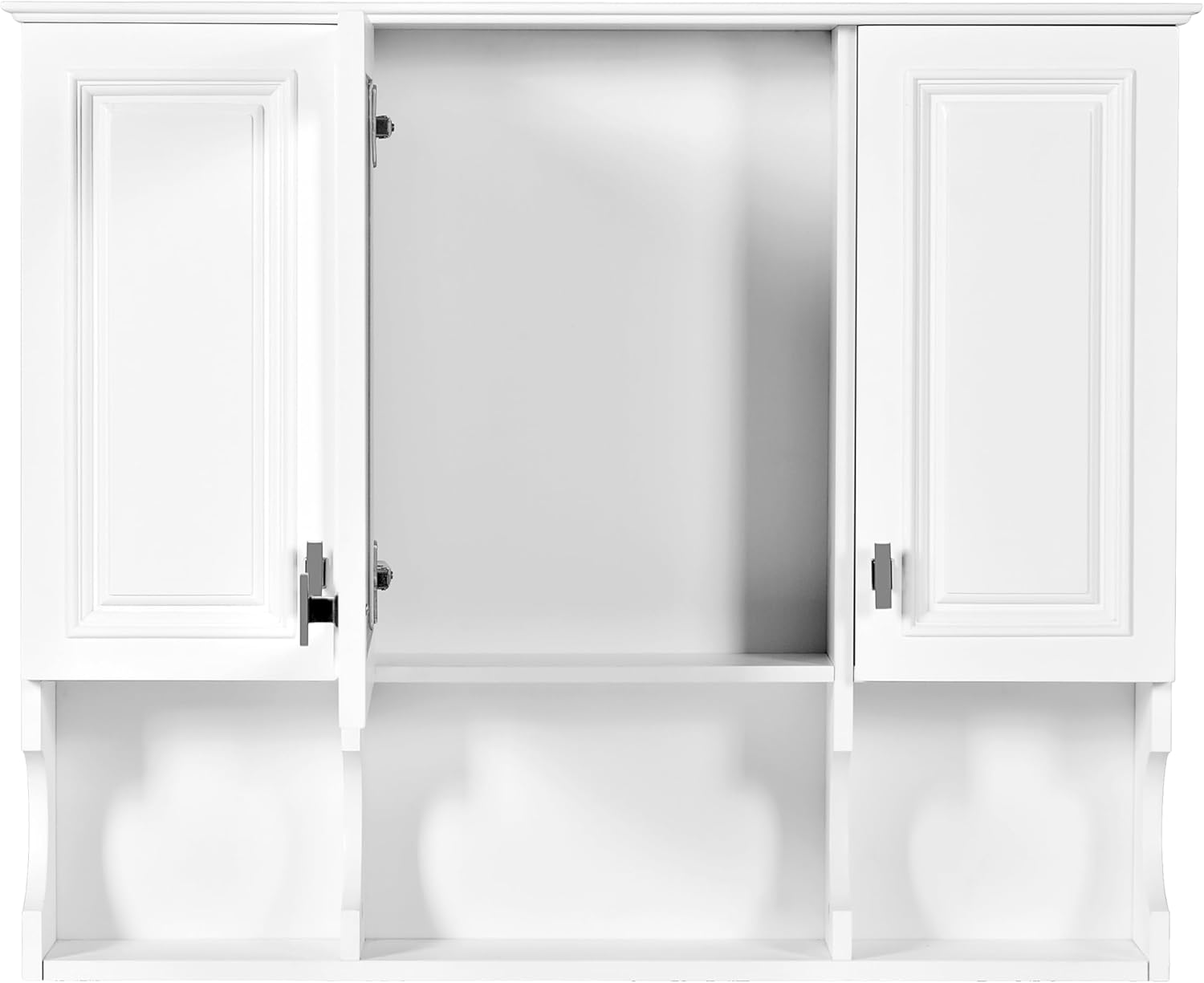 Merax Bathroom Wall Cabinet with Mirror, Wall Mounted Medicine Cabinet with Adjustable Shelves and Open Spaces, 35" x 28" Mirrored Door Over The Toilet Bathroom Storage Cabinet