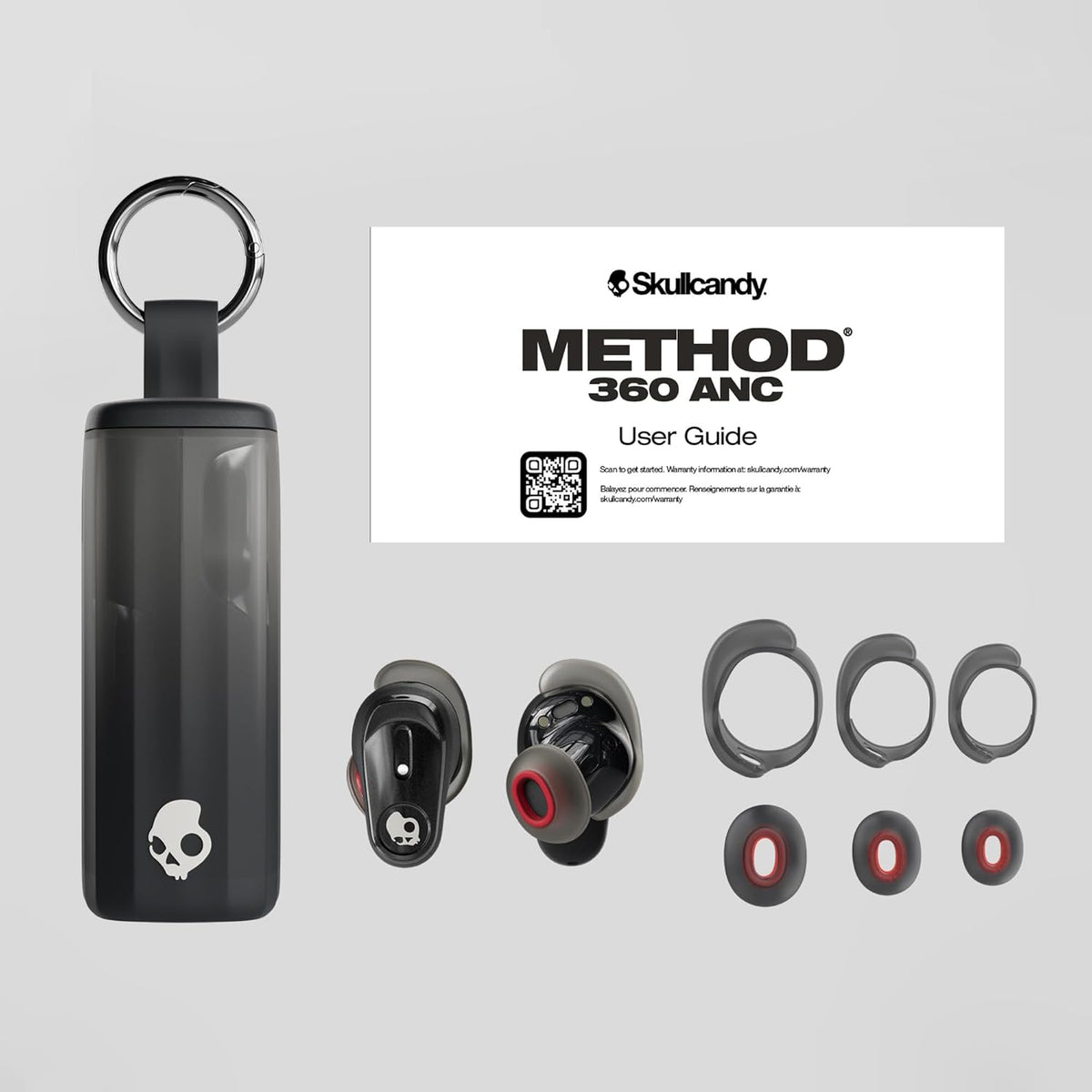 Skullcandy Method 360 ANC Wireless Earbuds, Sound by Bose, Bluetooth Headphones, Premium Noise Cancelling, Up to 40 Hrs Battery, Sweat and Water Resistant, Microphone for iPhone Android - True Black
