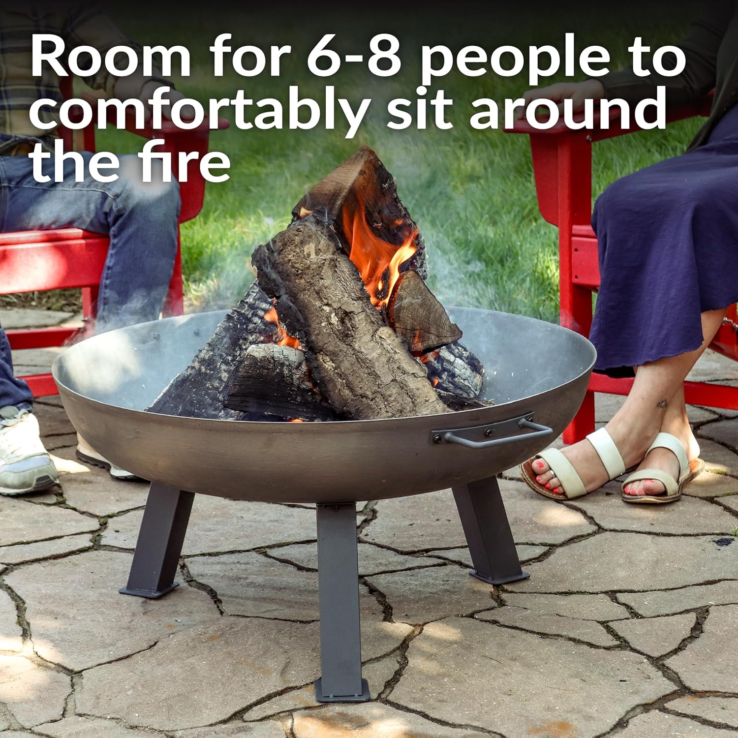 Sunnydaze Cast Iron Heavy Duty Fire Pit for Outside - Wood Burning Outdoor Fire Pit Bowl with Handles for Patio, Backyard, Camping - 30" - Gray