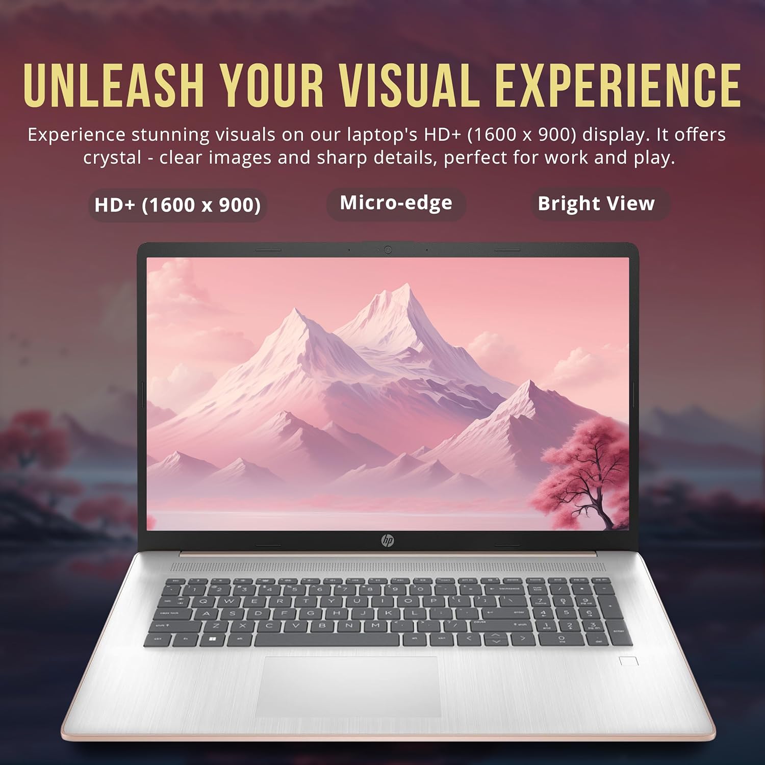 HP 17.3" HD+ BrightView Laptop, Intel Celeron N4120, 32GB RAM, 1TB SSD, Intel UHD Graphics, Numeric Keypad, HD Webcam, Wi-Fi, Windows 11 Home, Rose Gold (Renewed)