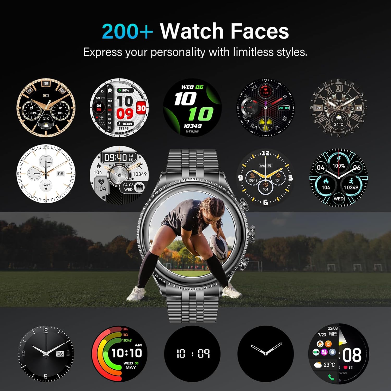 2026 Rotating Bezel Smart Watch for Men with Bluetooth Call, Heart Rate, Blood Pressure, SpO2, Sleep Monitor, Waterproof Round Watch with Encoder Knob, 1.32" AMOLED Display, Compatible Android and iOS