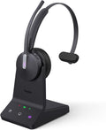 Yealink WH64 Wireless Mono Headset, DECT & Bluetooth Work Headset with 3X Noise Cancelling Mic, 26H Calls, Office Single On Ear Headsets Teams Certified for DeskPhone, Computer, Cellphone