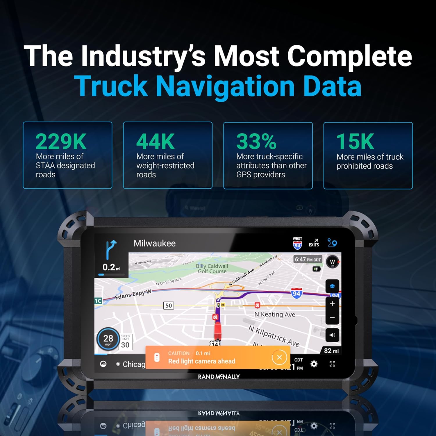 Rand McNally GPS Tablet, 6 Inch, Truck Navigation, Android, Real-Time Traffic, Fleet Management, RANDTAB6