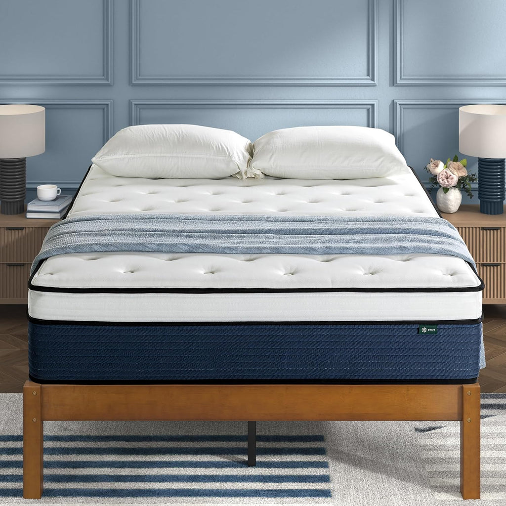 Zinus 14 Inch Cooling Comfort Support Hybrid Mattress New Version, Queen, Fiberglass Free, Medium Plush, Cooling Motion Isolation, Certified Safe Foams & Fabric, Mattress in A Box