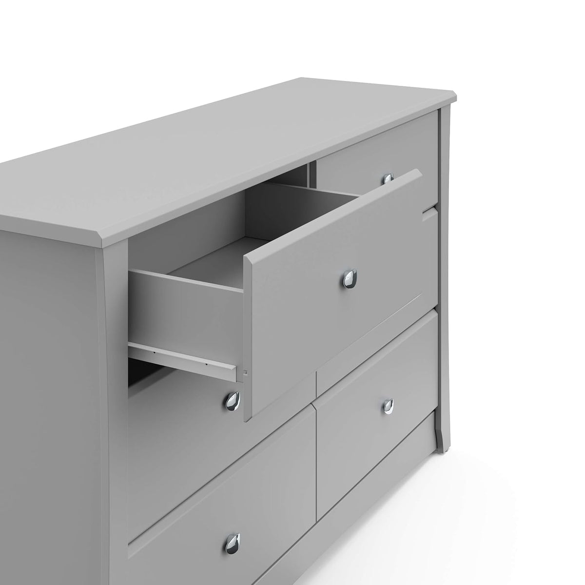 Storkcraft Crescent 6-Drawer Dresser (Pebble Gray) – GREENGUARD Gold Certified, Gray Dresser for Bedroom, Kids & Nursery Storage Chest, Safety Interlocking Drawers, Pre-Installed Tracks, Kids Chest