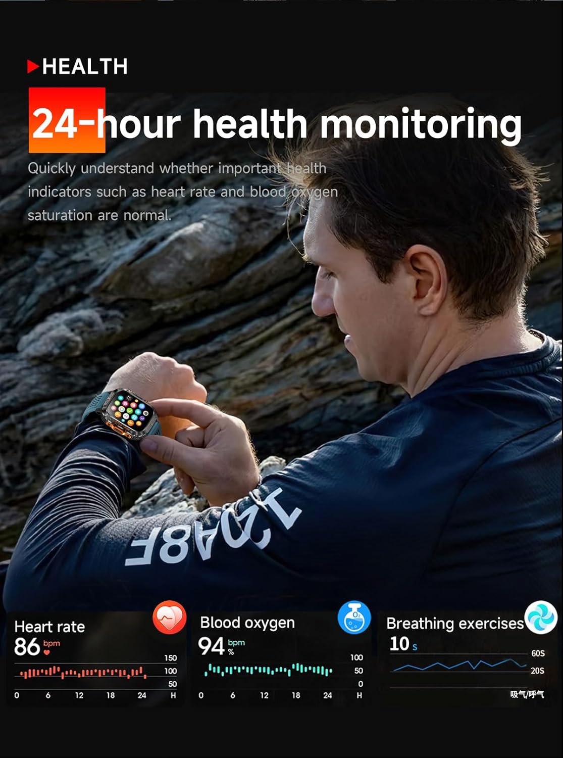 GPS Running Watch for Men Women, 2.01" Fitness Watch with GPS Compass Altimeter, Bluetooth Calls, Heart Rate & Sleep Monitor, Waterproof Outdoor Watch (Blue Silicone Strap)