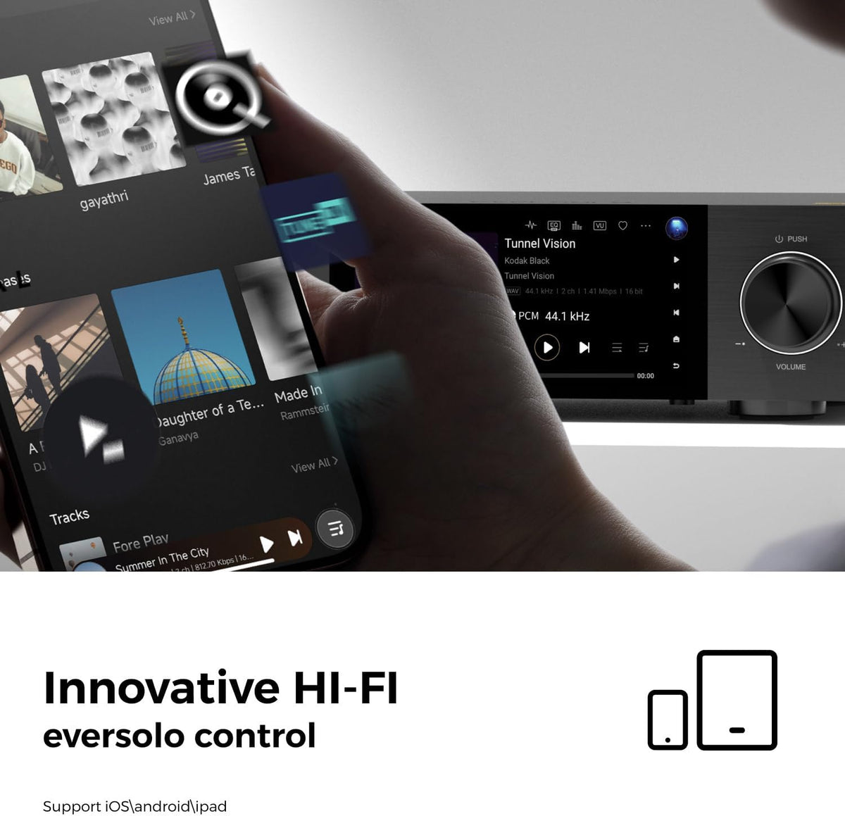 EVERSOLO DMP-A6 Gen 2 Hi-Fi Music Streamer, Wireless Digital Music Player, DAC, Music Service&Streaming Qobuz, Tidal&More, DSD512, EOS Audio Engineer, Native Multi-Channel DSD, Exclusive App