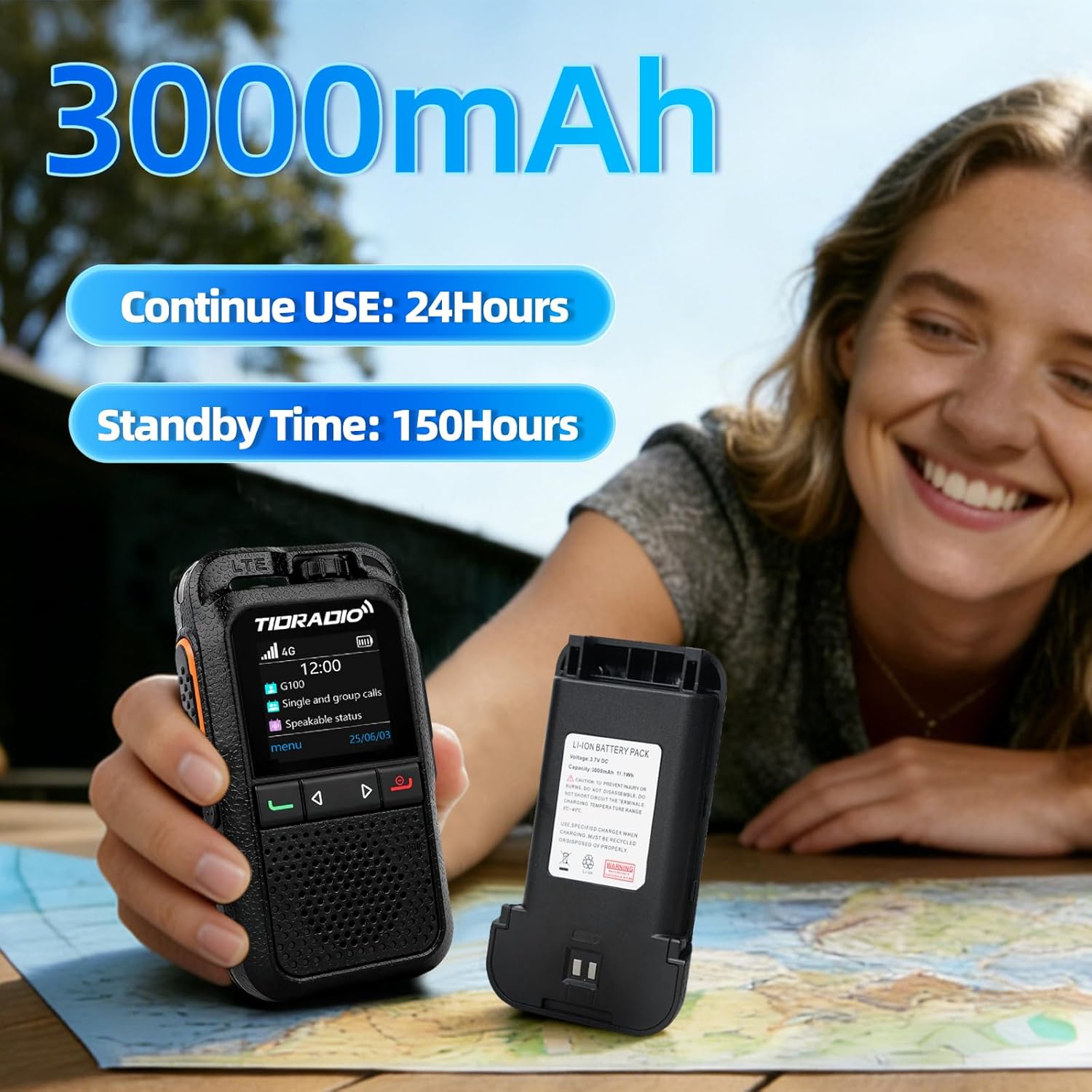 TIDRADIO Unlimited Range Rapid Walkie Talkies 6000+Miles,4G LTE Long Range PoC with SIM Cards,Nationwide PPT Two-Way Radios, Global Long Distance Radios for Family,Logistics,Construction site,TD-G100