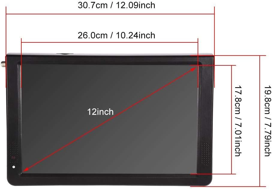 Pomya 12 inch Digital Television ATSC Portable TV 1080P HD HDMI Video Player for Home Car (US)