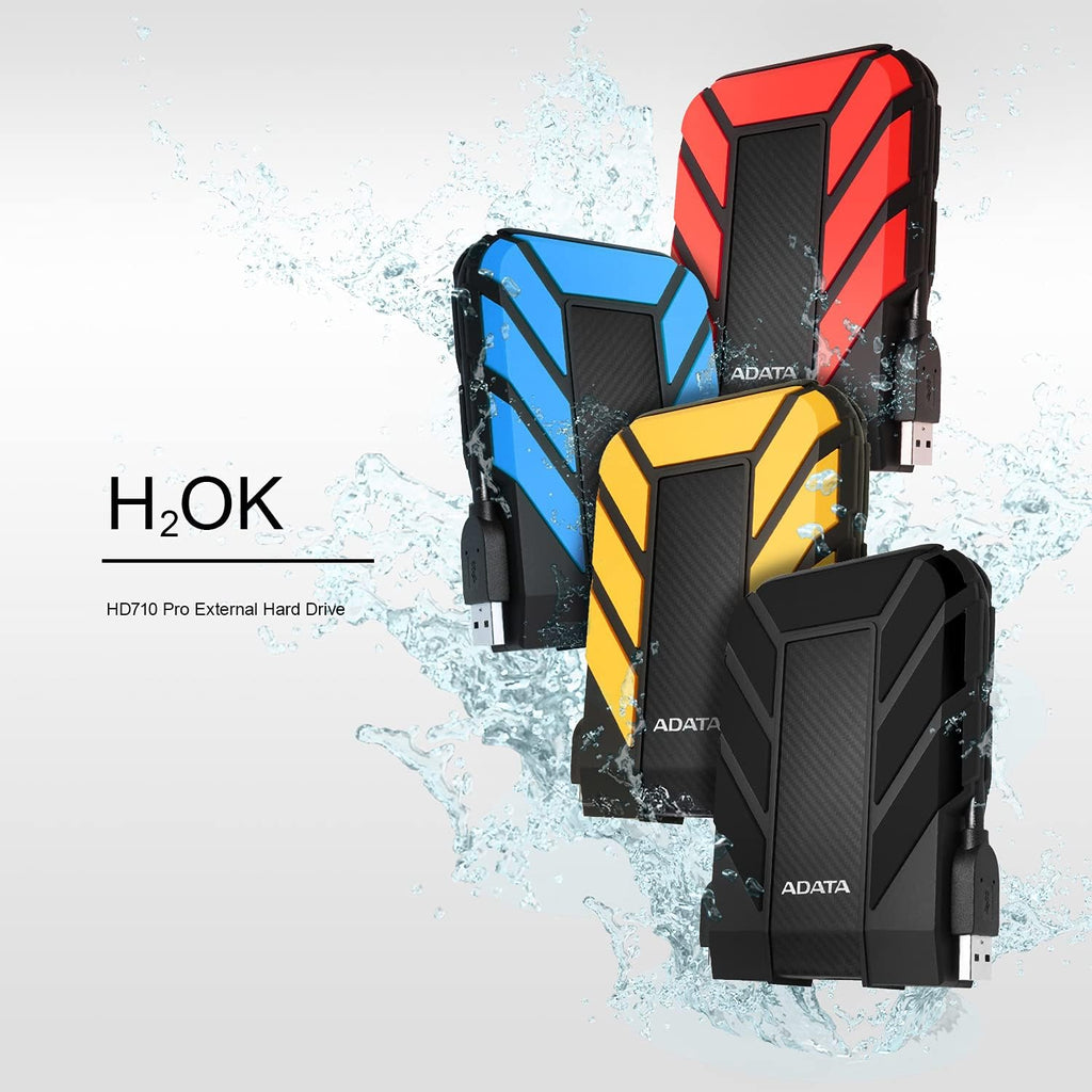 ADATA HD710 Pro - 2 TB External Hard Drive - Shockproof, Waterproof & Dustproof - Durable Storage - For Gamers, Students & Professionals - Mac, PC & Linux Compatible - Blue - AHD710P-2TU31-CBL