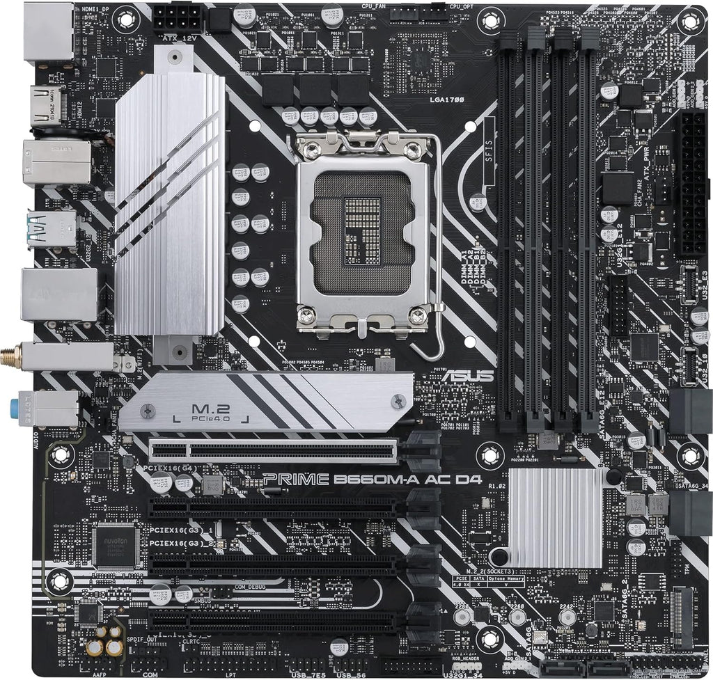 ASUS Prime B660M-A AC D4 LGA 1700(Intel 12th Gen) mATX Motherboard (PCIe 4.0,DDR4,2X M.2 PCIe 4.0 Slots,Wi-Fi 5,Front USB 3.2 Gen 1 Type-C, Addressable Gen 2 headers,ASUS 5X Protection III) (Renewed)