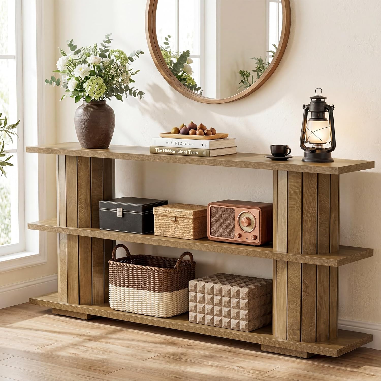 Tribesigns Console Table with Storage, 62.9-Inch Long Narrow Entryway Sofa Table 3-Tier Shelves for Living Room Hallway Entrance
