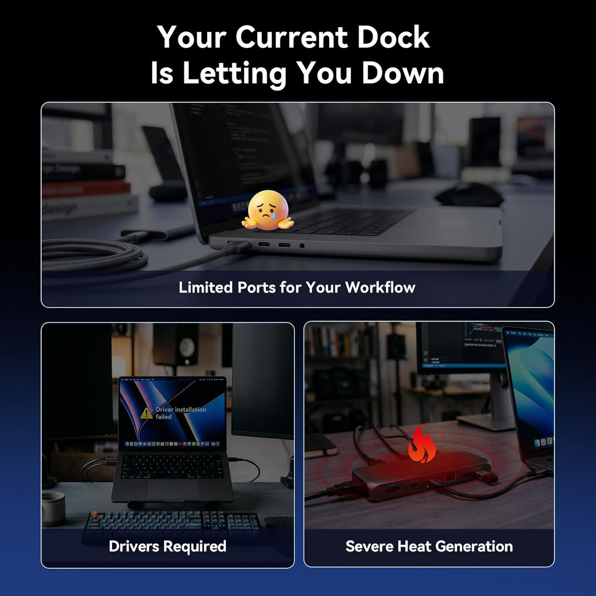 TobenONE 16-in-2 MacBook Docking Station Dual 4K@60Hz, USB C Dock with 2 HDMI/7 USB/Ethernet, for Business Users Home & Office Dual Monitor Setup