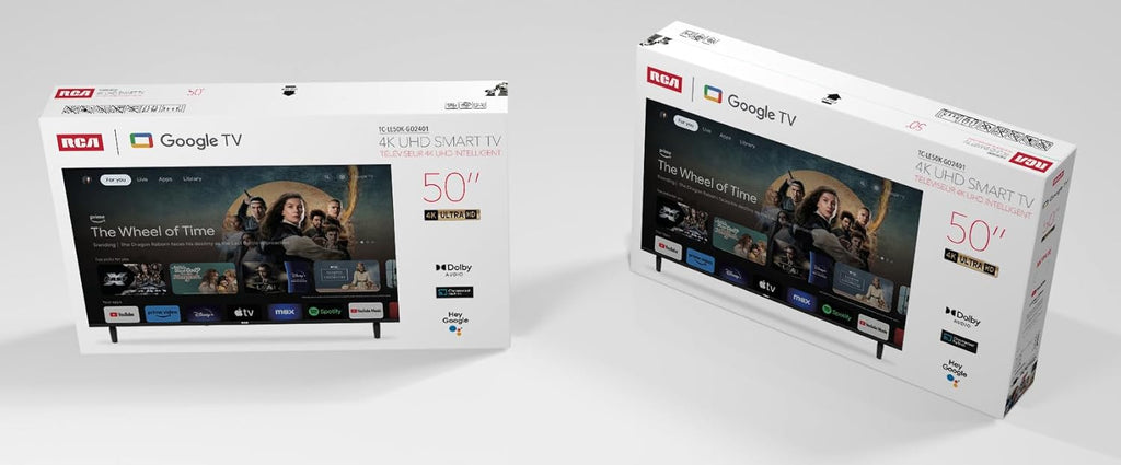 RCA 50-Inch UHD Smart Google TV, Frameless LED Display with HDR10, Wi-Fi and Bluetooth, Google Assistant Built-in, Compatible with Alexa