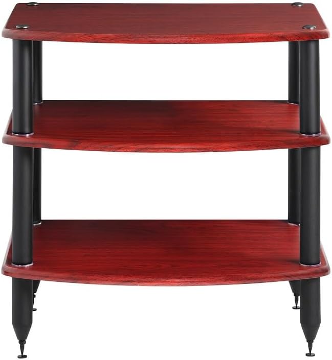 Pangea Audio Vulcan Three Shelf Audio Stereo Rack, Media Stand, and Components Cabinet 3 Shelf Rosenut Red