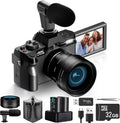 4K Digital Cameras for Photography 48MP/60FPS Video Vlogging Camera for YouTube with 3" 180° Flip Screen WiFi, 16X Digital Zoom Cameras with 32GB Micro Card Wide-Angle & Macro Lens (Black)