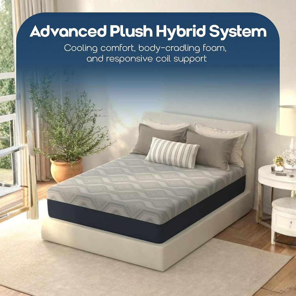 Corsicana 10 Inch Plush Hybrid King Mattress – Memory Foam & Pocket Spring Mattress for Side Sleepers, Pressure Relief, Edge Support, Breathable Cooling Cover, CertiPUR-US, Made in USA (King)