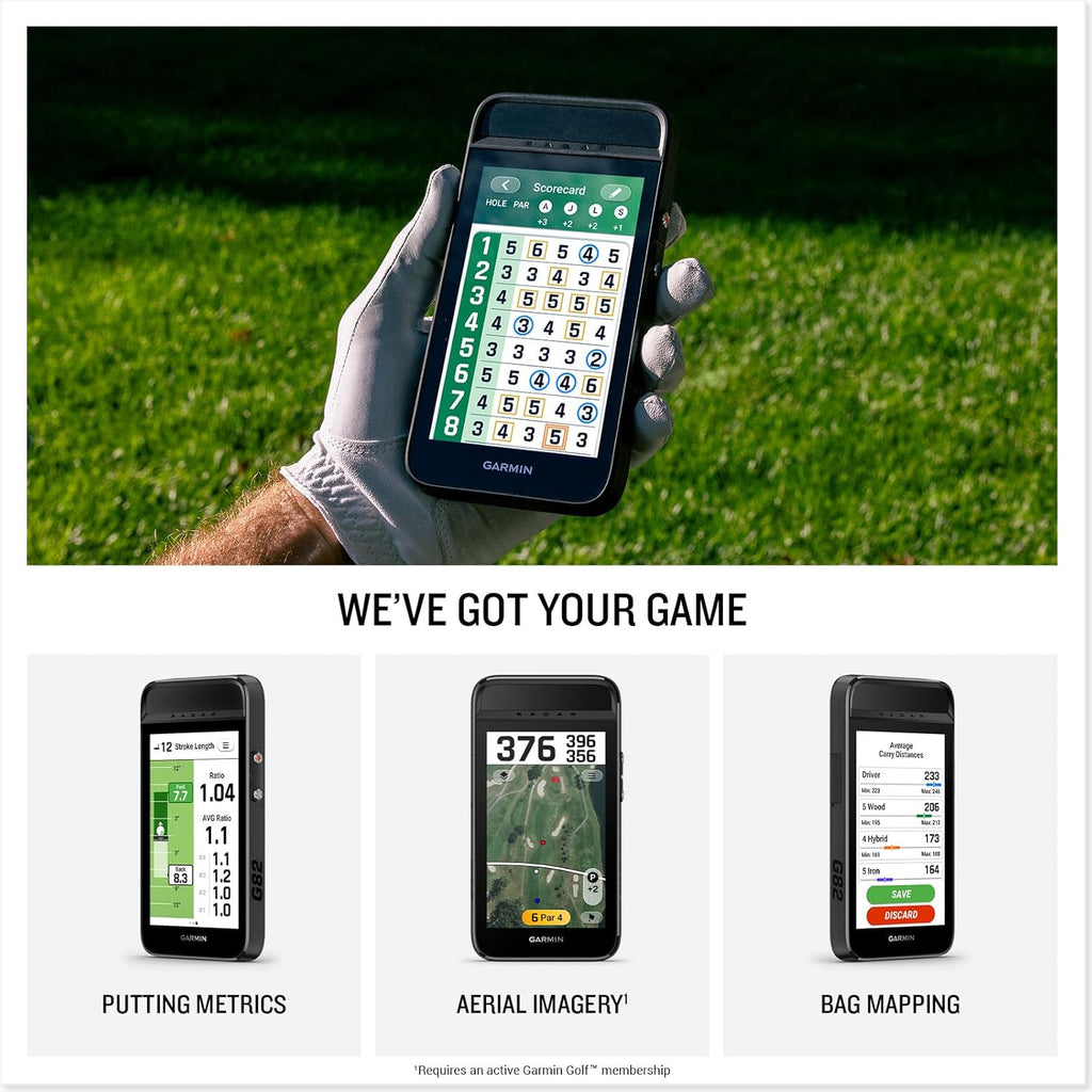 Garmin Approach® G82, Portable Golf Launch Monitor, Premium GPS Handheld, Large Color Touchscreen