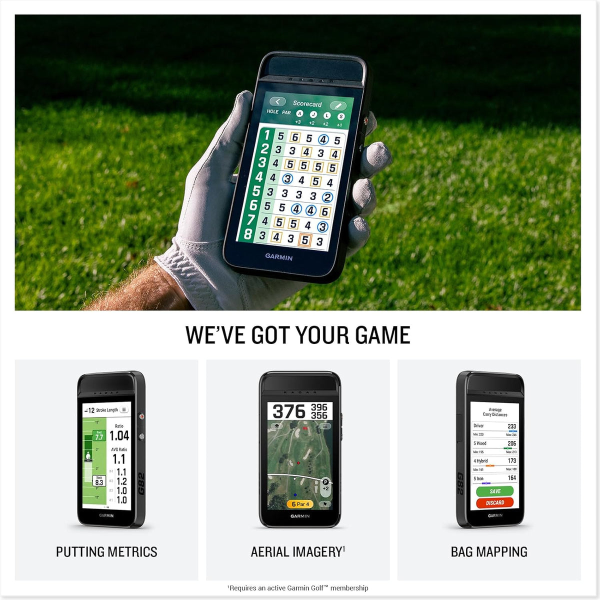 Garmin Approach® G82, Portable Golf Launch Monitor, Premium GPS Handheld, Large Color Touchscreen
