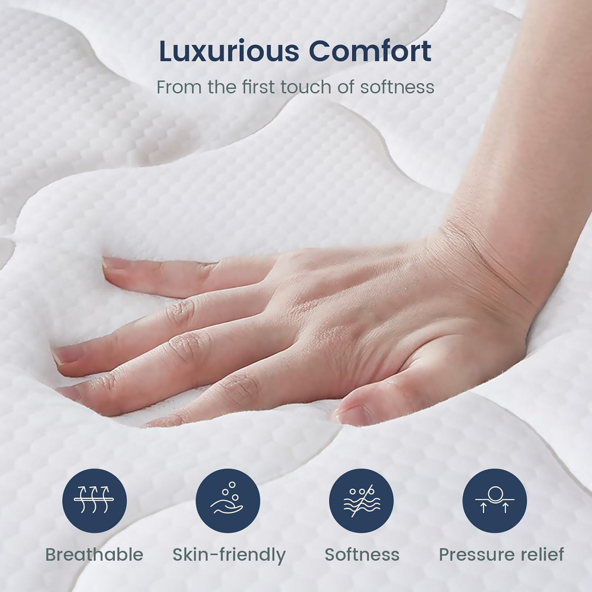 Ruoysun Queen Mattress, 14 Inch Medium Firm Hybrid Queen Size Mattress in a Box, Strong Edge Support, Motion Isolation, with 7-Zones Pocket Springs, Fiberglass-Free, Pressure Relief, CertiPUR-US
