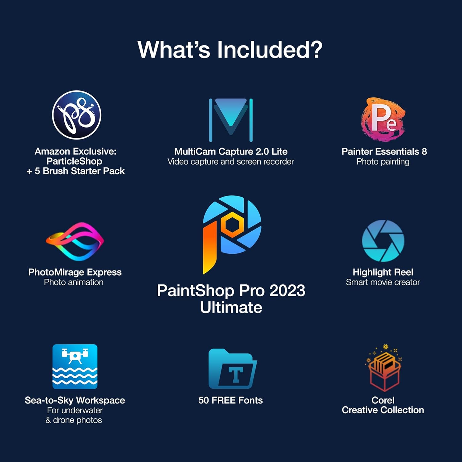 Corel PaintShop Pro 2023 Ultimate | Powerful Photo Editing & Graphic Design Software + Creative Suite | Amazon Exclusive ParticleShop + 5 Brush Starter Pack PC Key Card