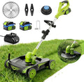 4-in-1 Electric Small Lawn Mower with Detachable Wheeled Base, 3 Position Cutting Height, Cordless Mini Push Mower Battery Powered for Garden/Yard/Farm, Gardening Gifts for Parents, Seniors, Women