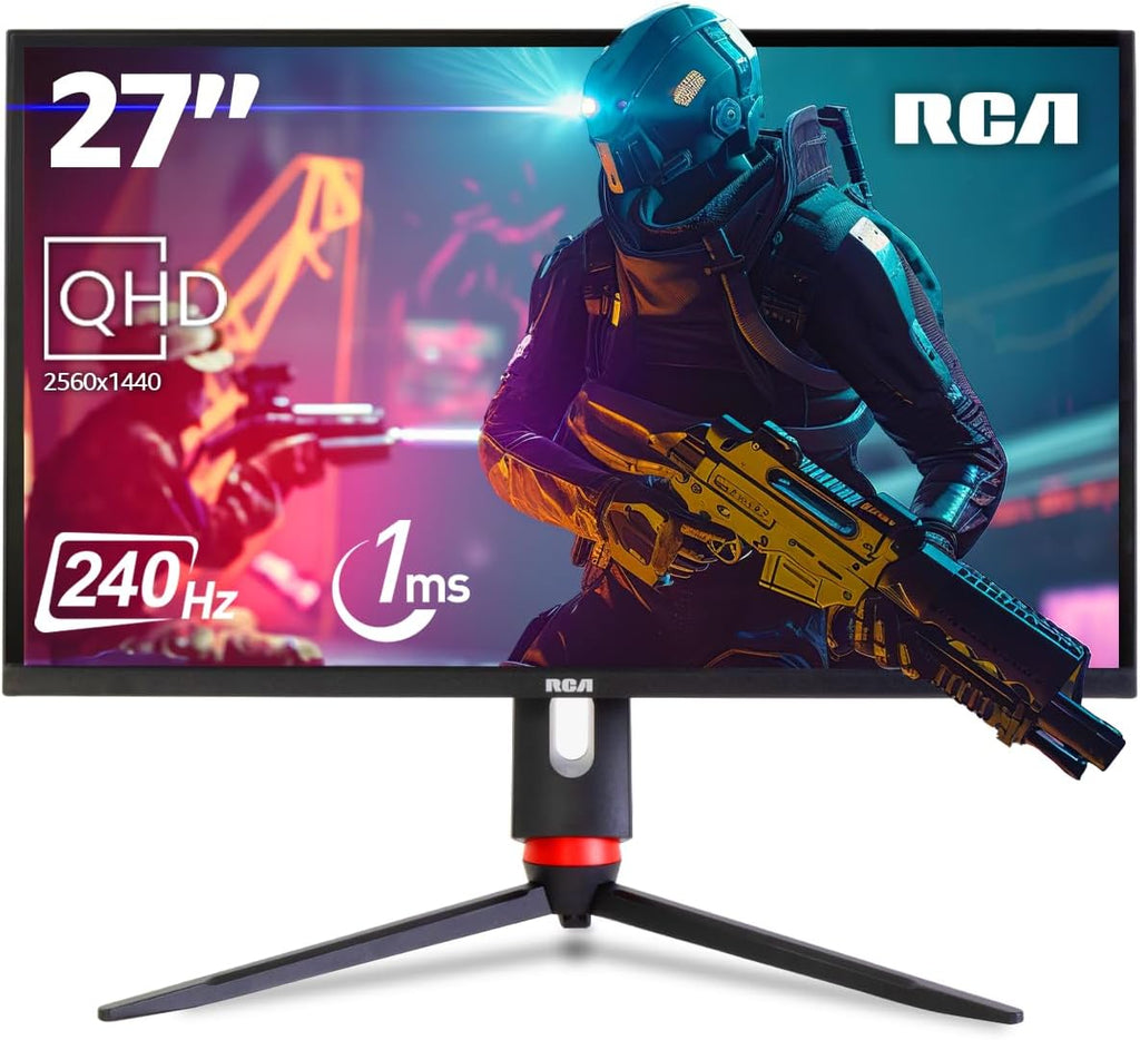 RCA 27" Evolution Premium QHD Gaming Monitor | 240Hz, 2560 x 1440p Computer Monitor with Adaptive Refresh Technology & 1ms Response, HDR10, RGB Backlighting & Adjustable Stand | M27PG135F