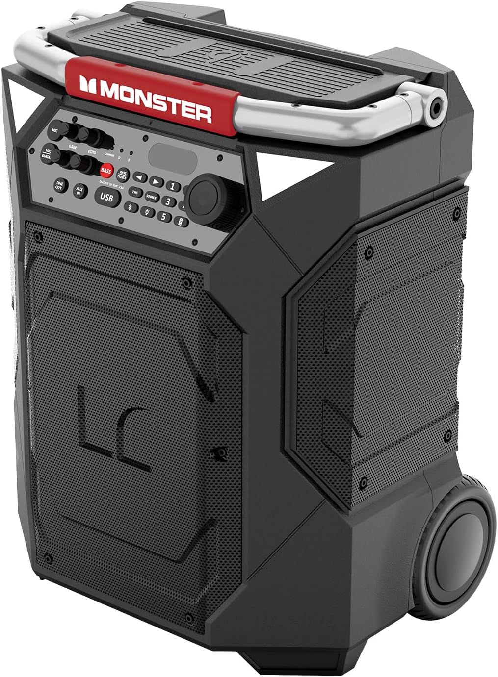 Monster Rockin' Roller 360 Indoor/Outdoor Portable Bluetooth Speaker | Up to 240W of 360 Degree Sound & Up to 100 Hours of Playtime | Includes Microphone