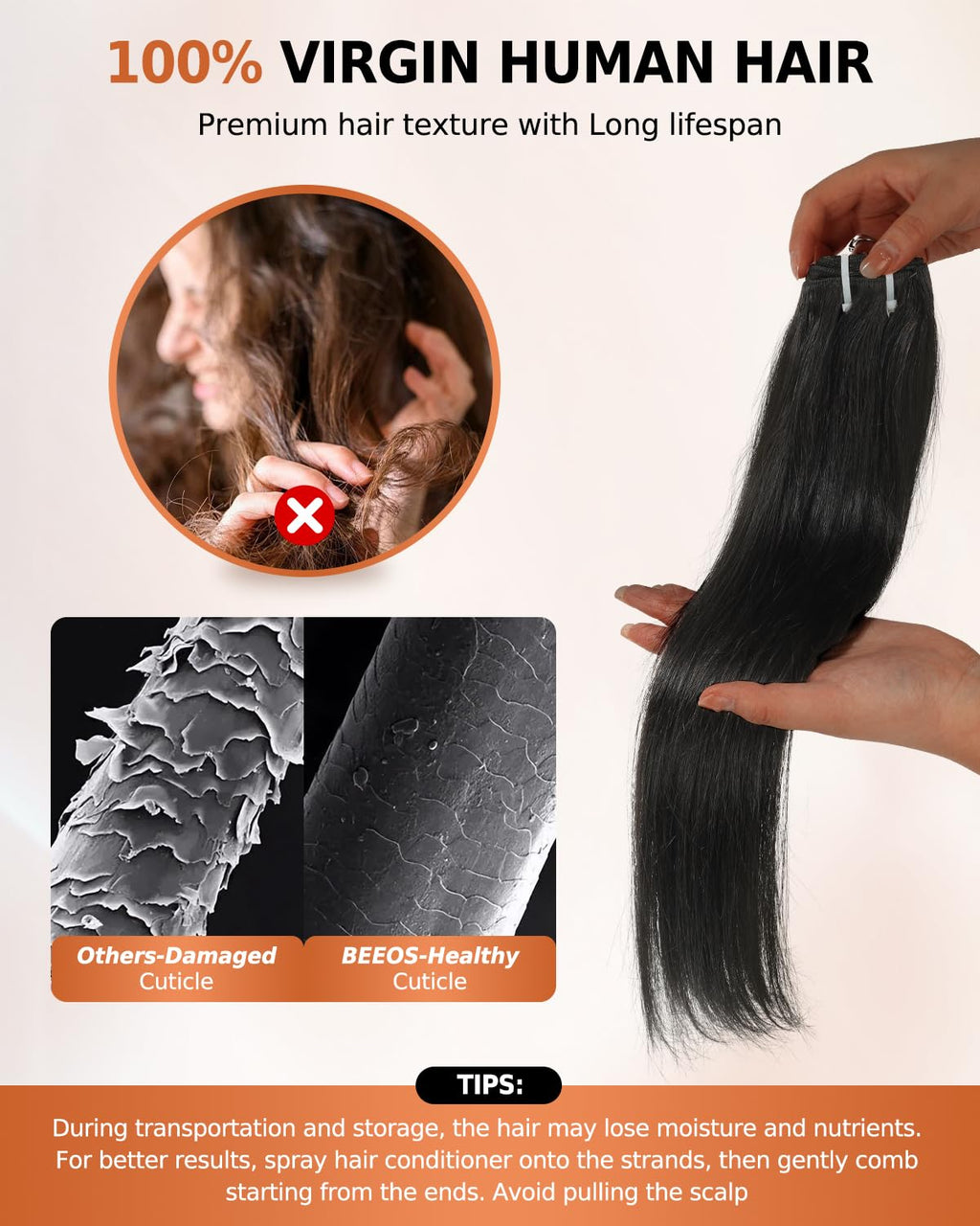 Beeos Body Wave Bundles Human Hair 12 14 16 Inch, Double Weft Virgin 100% Human Hair Bundles for Sew In & Quick Weave, Natural Black 95g x 3