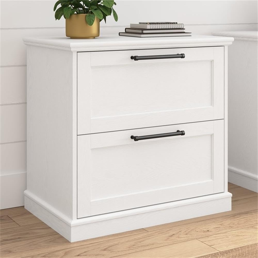 Bush Home Westbrook 2 Drawer Lateral File Cabinet in White Ash | Versatile Storage for Home Office and Living Room