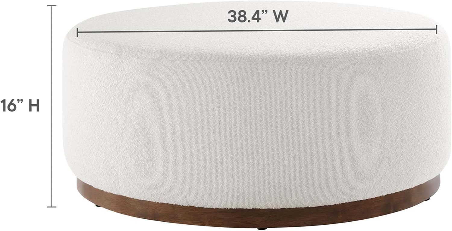 Modway Large 38" Round Boucle Upholstered Upholstered Ottoman
