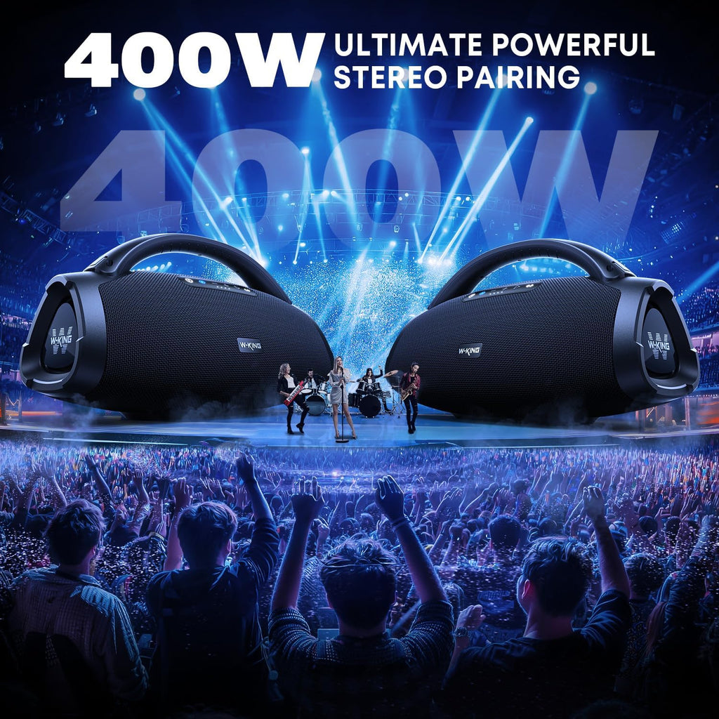 330W PEAK Loudest Boom Box, 7.5" Subwoofer/2.1Ch/IPX7 Waterproof, 200W RMS Party Large Bluetooth Speaker Wireless with 2 Woofers/DSP/BT5.4/APP/Fast Charge/OTG/AUX/Guitar-in, Massive Bass for Outdoors