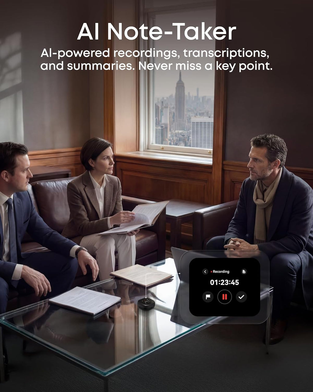 Soundcore Anker Liberty 5 Pro Max,AI Note-Taker Wireless Earbuds,Noise Cancelling,1.78" AMOLED Display,Whisper-Clear Calls,AI Meeting Transcription for Business