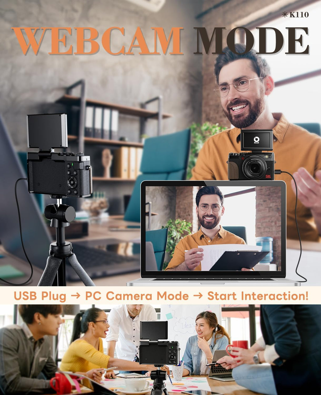 64MP Digital Cameras for Photography 5K - 18X Zoom Autofocus, 3” 180° Screen Flips, Anti-Shake, 32GB Card & 2 Batteries, Vlogging Camera for Travel YouTube NBDDIGITAL (Black)